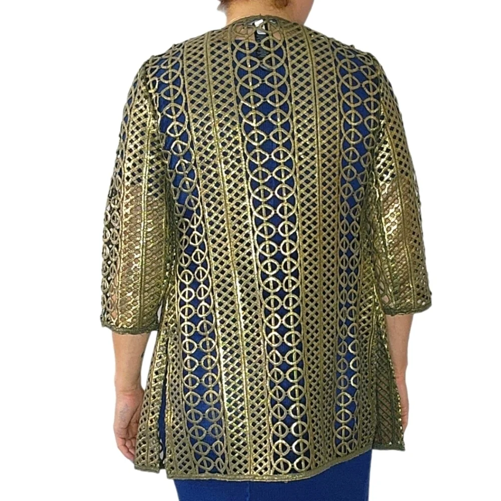*NWT Travelers by Chico's Size 0 Large Gold Knit Open Cardigan - Picture 3 of 6